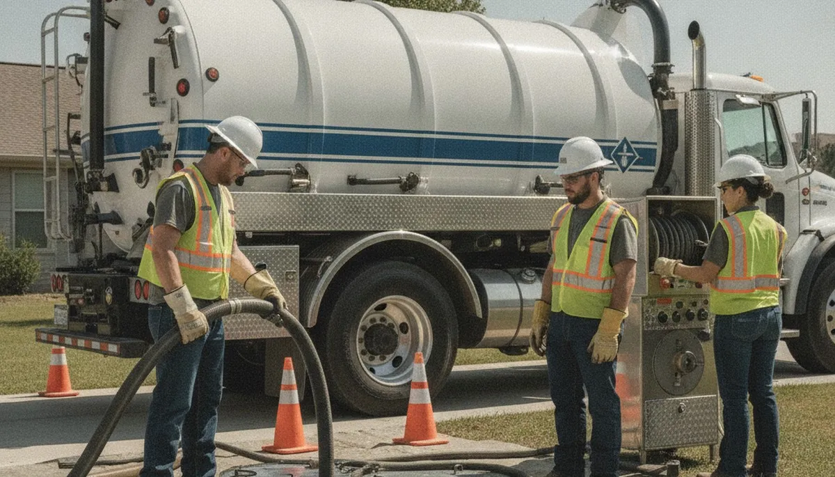 Dallas TX plumber pumping a septic tank for residential plumbing service