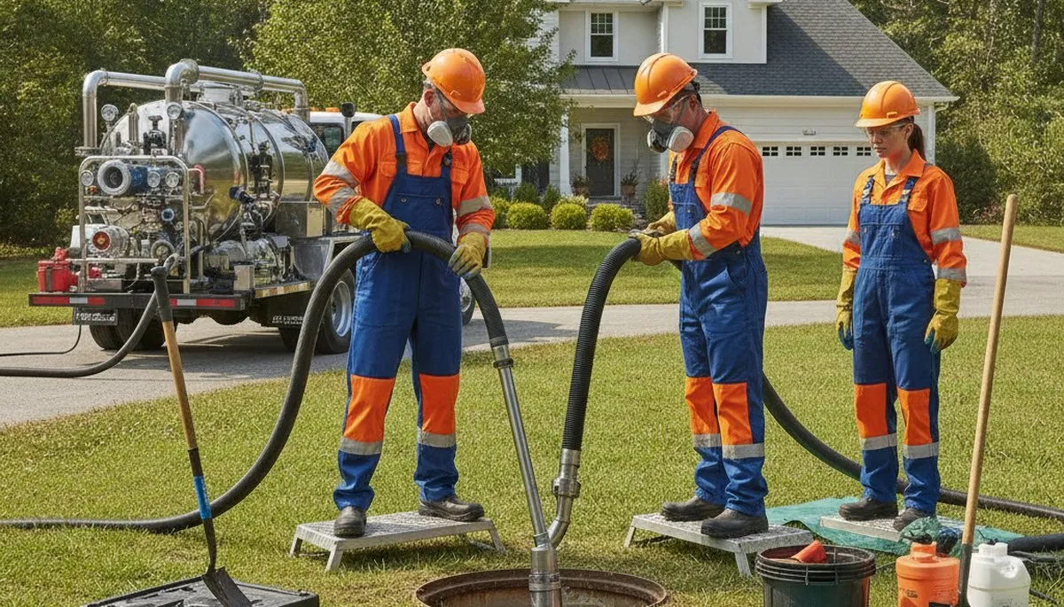 Dallas, TX plumber cleaning a septic tank for a residential plumbing service